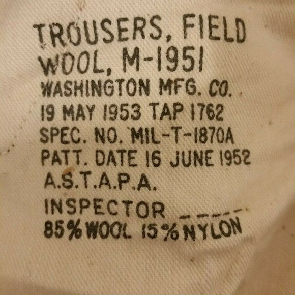 GREEN WOOL KOREAN WAR FIELD TROUSERS LG JJ1056 - Picture 4 of 10